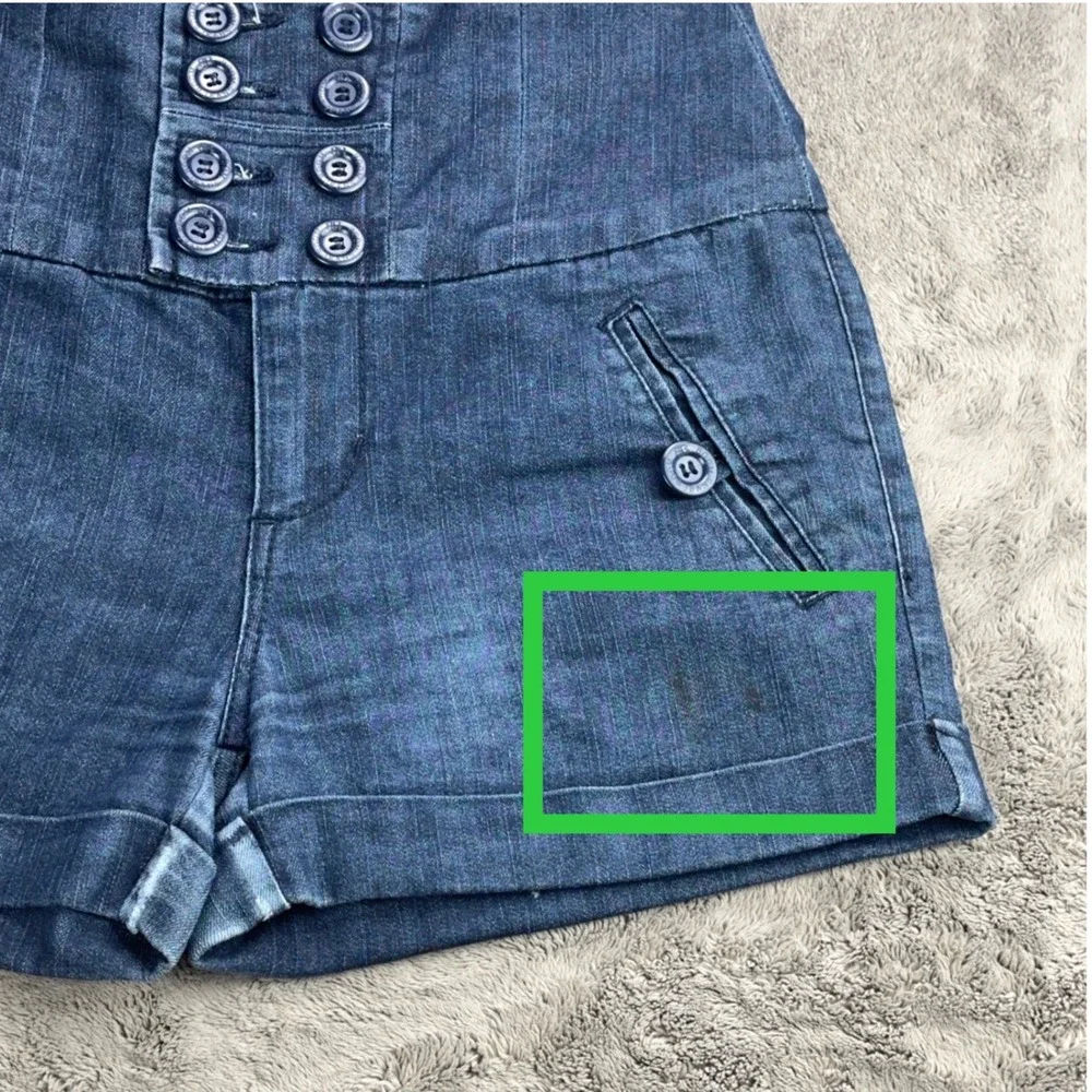 Boom Boom Jeans Womens High Waisted Double Breasted Button Denim Shorts‎ Size 7